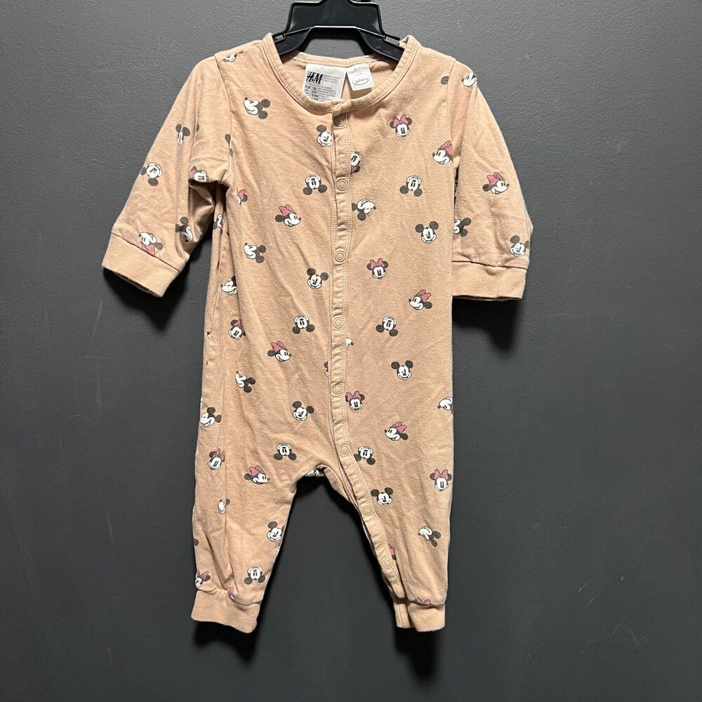 H&M Disney Mickey Minnie Mouse 6m Snap Up Footless Romper